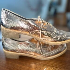 Rose Gold Stuart Weitzman for The Cool People lace up Oxford Loafers size 9
